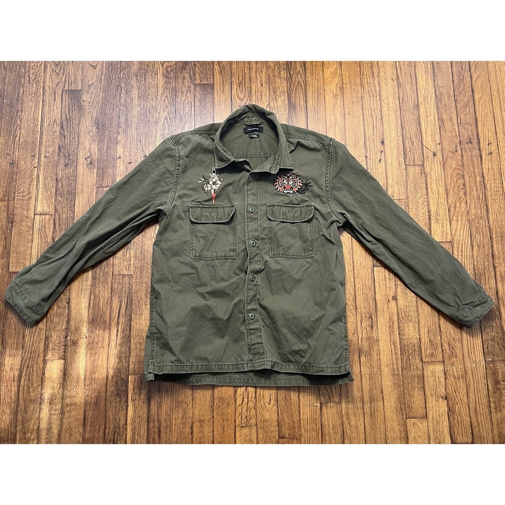 Urban Outfitters Men's Jacket Military Style Tiger Size Large Green Cotton Used